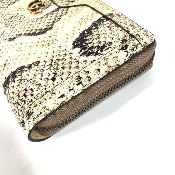 Gucci Long Wallet GG Bamboo Round Zipper Python Leather White - Picture 4 of 11